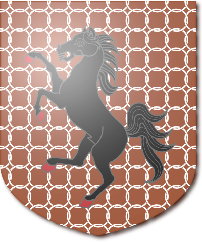 Maily tenne and argent a horse rampant sable hooved sanguine